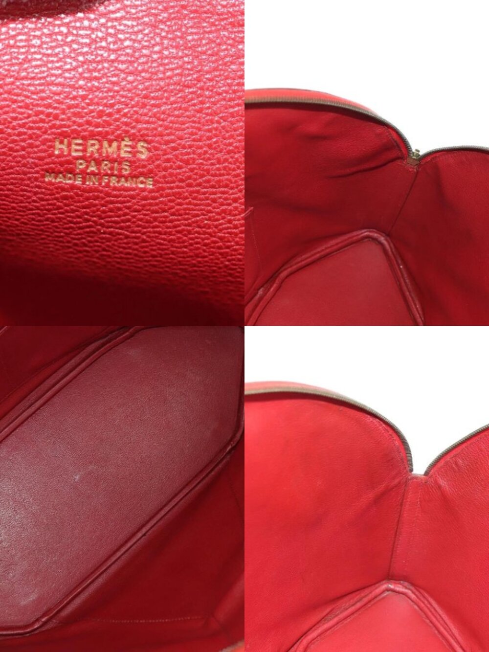 HERMES Ildvo Hand Bag Leather Red Gold Auth bs34829V - Picture 16 of 16